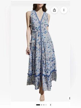 Womens Poupette St. Barth x Vilebrequin Blue White (Item-85) Floral Maxi Dress M